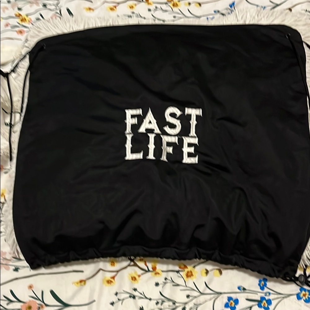Black Drawstring Bag with 'Fast Life' Print